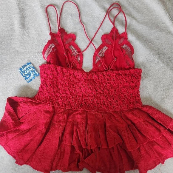 NWT Free People‎ Adella Cami in Cherry Red Size XS - Picture 7 of 8